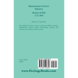 Shenandoah County, Virginia Abstracts of Wills, 1772-1850 back cover