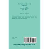 Shenandoah County, Virginia Abstracts of Wills, 1772-1850 back cover