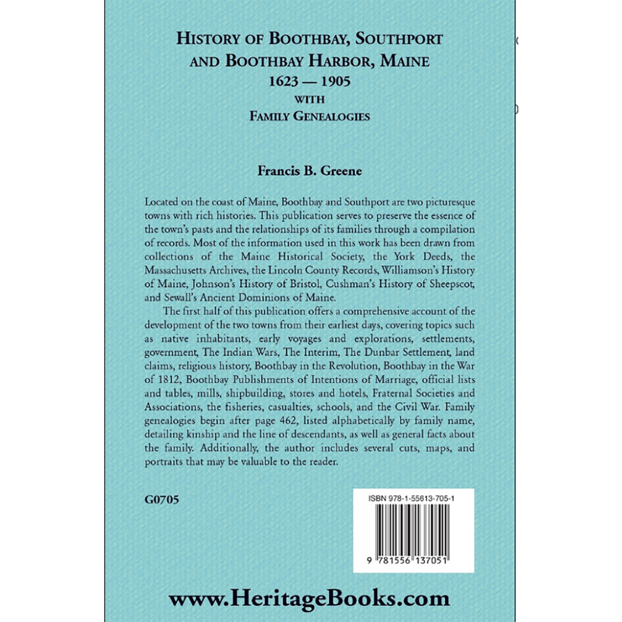 History of Boothbay, Southport, and Boothbay Harbor, Maine back cover