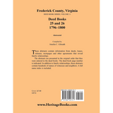 Frederick County, Virginia Deed Book Series, Volume 11, Deed Books 25 and 26 1796-1800 back cover