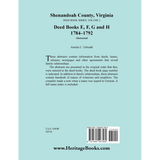 Shenandoah County, Virginia Deed Book Series, Volume 2: Deed Books E, F, G, H 1784-1792 back cover