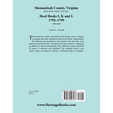 Shenandoah County, Virginia Deed Book Series, Volume 3: Deed Books I, K, L 1792-1799 back cover