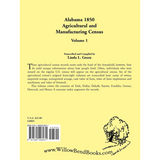 Alabama 1850 Agricultural and Manufacturing Census, Volume 1 back cover