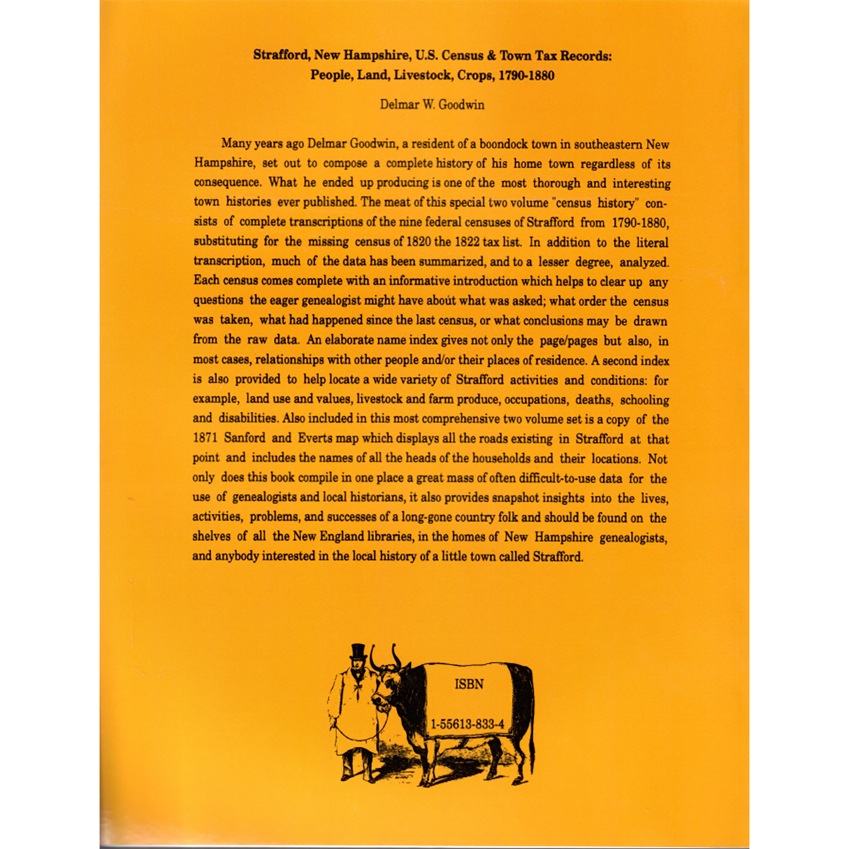 Strafford, New Hampshire, U.S. Census and Town Tax Records: People, Land, Livestock, Crops, 1790-1880, Book One back cover