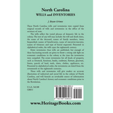 North Carolina Wills and Inventories back cover