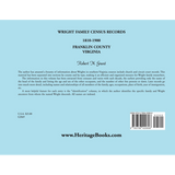 Wright Family Census Records, Franklin County, Virginia, 1810-1900 back cover