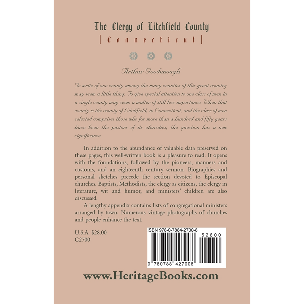 The Clergy of Litchfield County [Connecticut] back cover