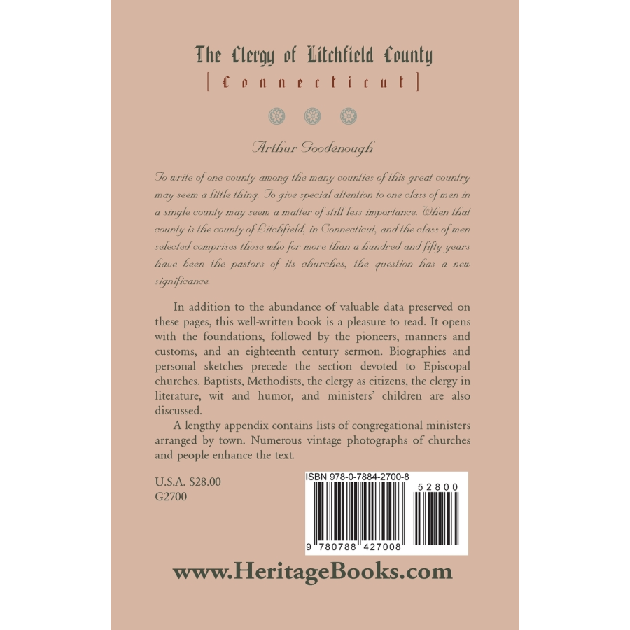 The Clergy of Litchfield County [Connecticut] back cover