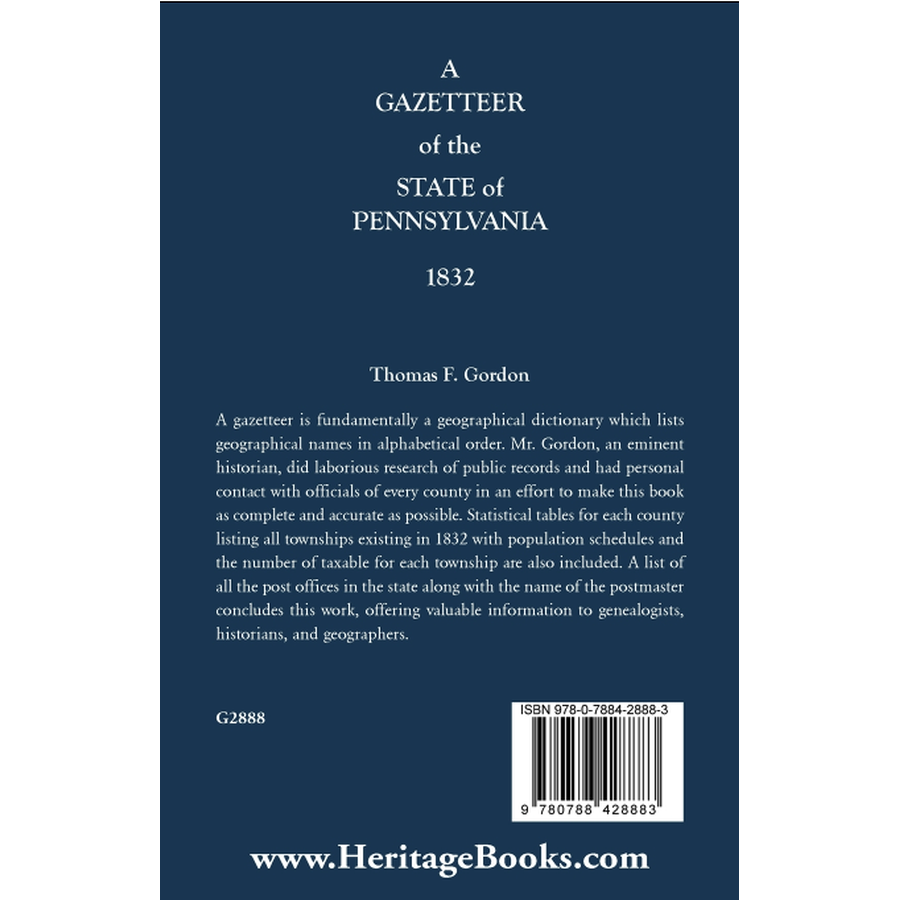 A Gazetteer of the State of Pennsylvania 1832 back cover