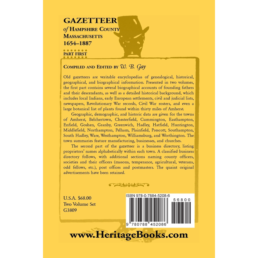 Gazetteer of Hampshire County, Massachusetts, 1654-1887, Volume 1 back cover