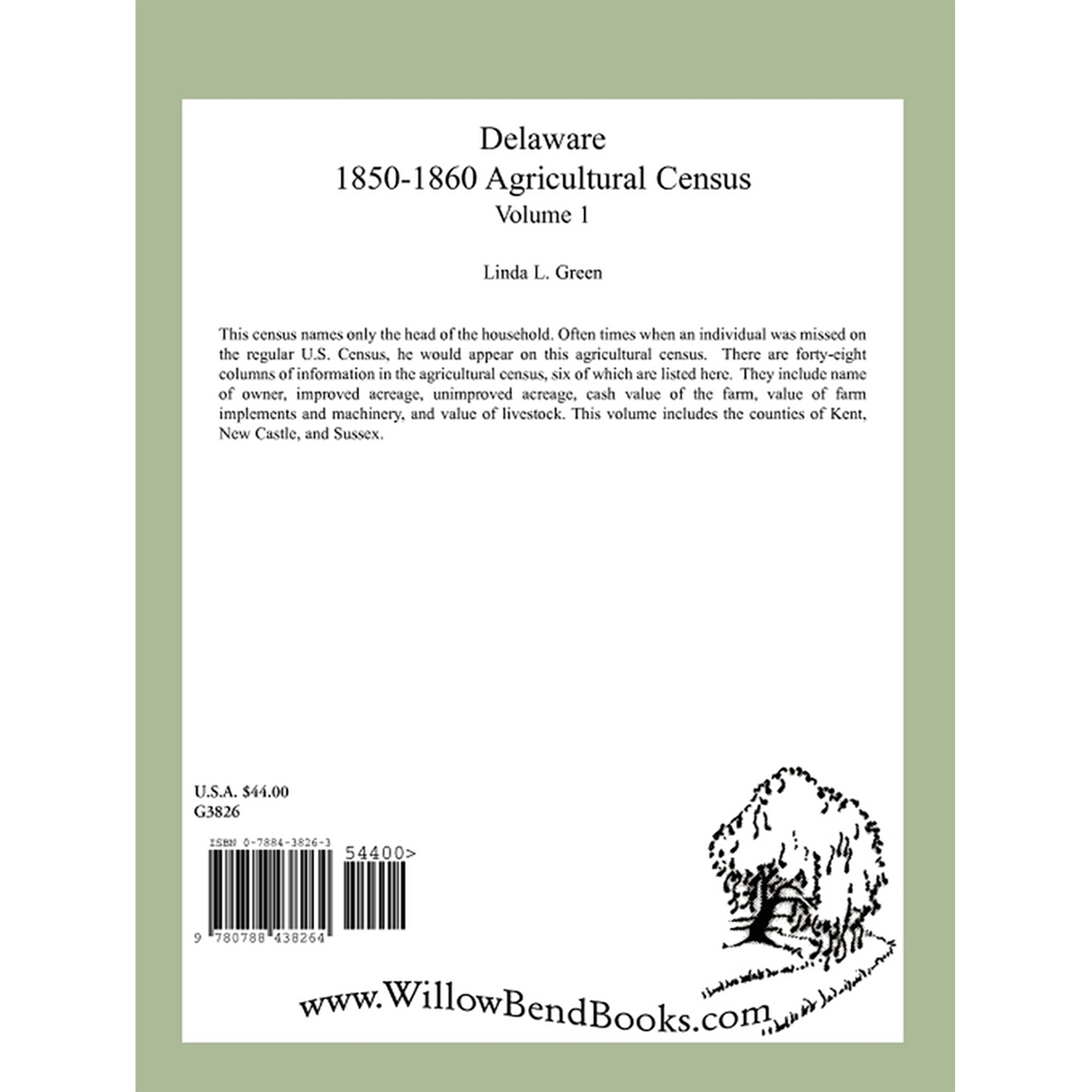 Delaware 1850-1860 Agricultural Census, Volume 1 back cover