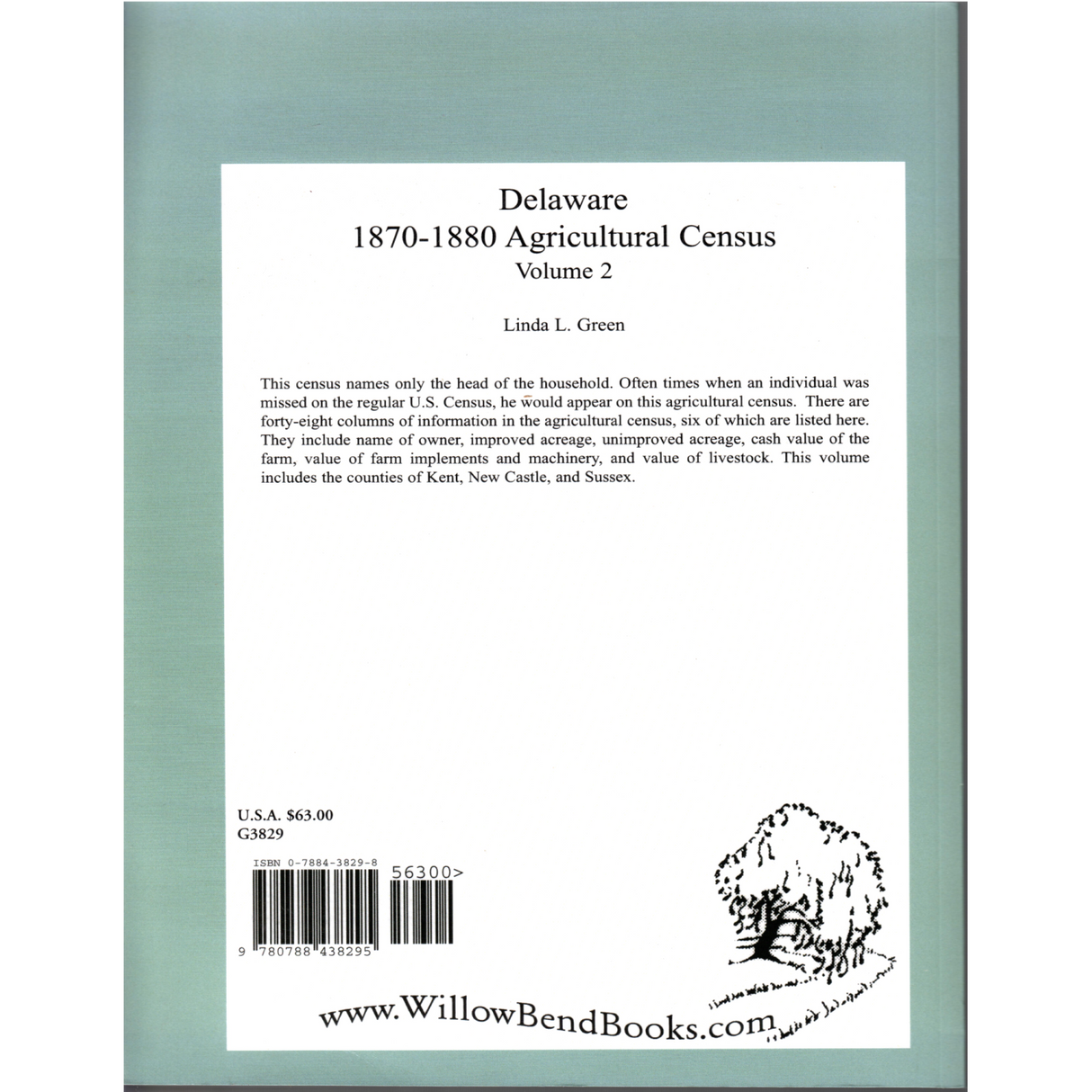 Delaware 1870-1880 Agricultural Census, Volume 2 back cover