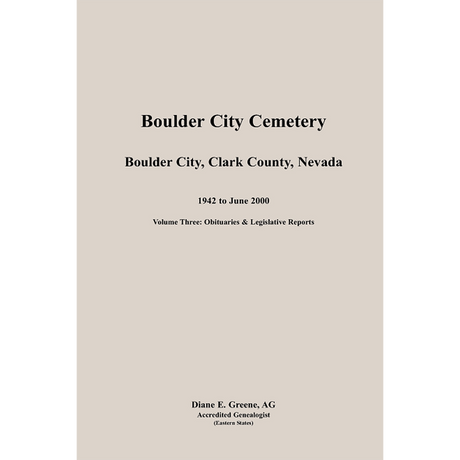 Boulder City, Cemetery, Volume 3