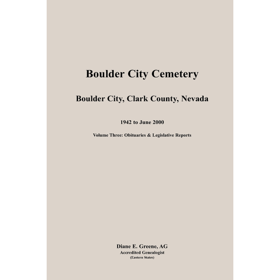 Boulder City, Cemetery, Volume 3