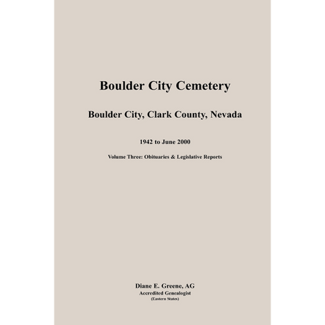 Boulder City, Cemetery, Volume 3