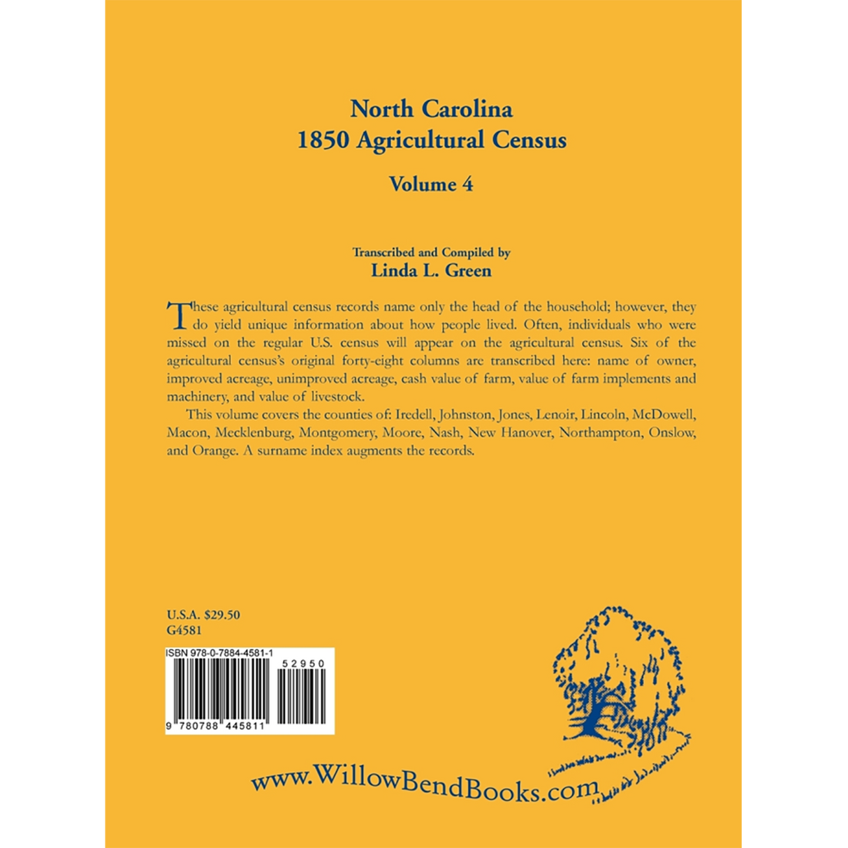 North Carolina 1850 Agricultural Census, Volume 4 back cover