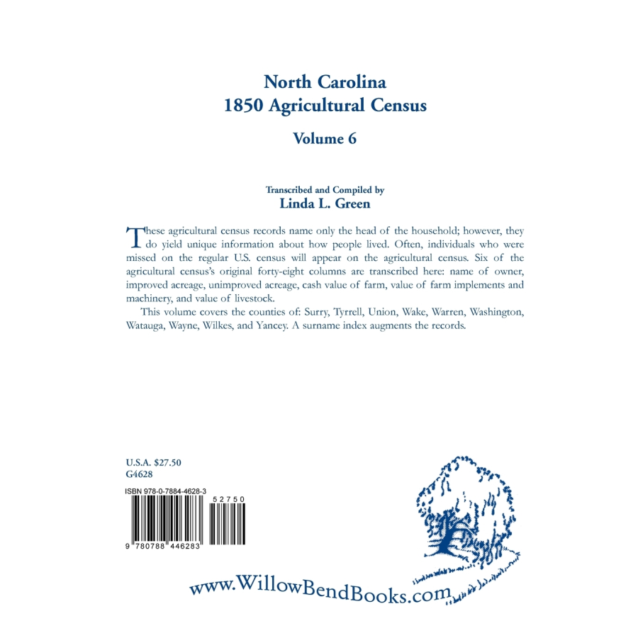 North Carolina 1850 Agricultural Census, Volume 6 back cover