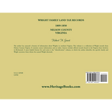 Wright Family Land Tax Lists, Nelson County, Virginia 1809 to 1850 back cover