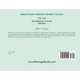 Wright Family Personal Property Tax Lists, Rockbridge County, Virginia 1782 to 1850 back cover