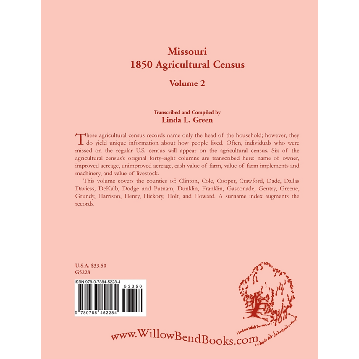 Missouri 1850 Agricultural Census, Volume 2 back cover