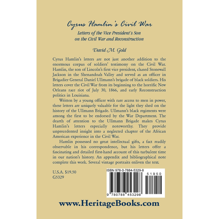 back cover of Cyrus Hamlin's Civil War: Letters of the Vice President's Son on the Civil War and Reconstruction