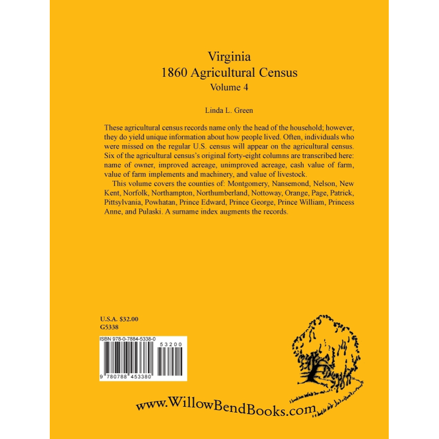 Virginia 1860 Agricultural Census, Volume 4 back cover