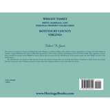Wright Family Birth, Marriage, and Personal Property Tax Records, Botetourt County, Virginia back cover