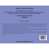 Wright Family Records, Pittsylvania County, Virginia back cover