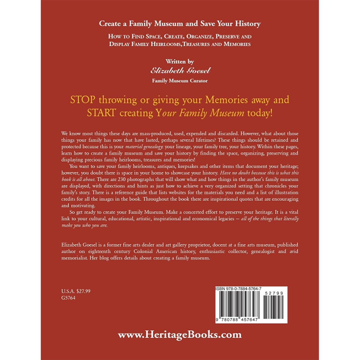 Create a Family Museum and Save Your History back cover