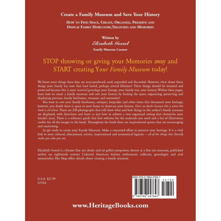 back cover of Create a Family Museum and Save Your History