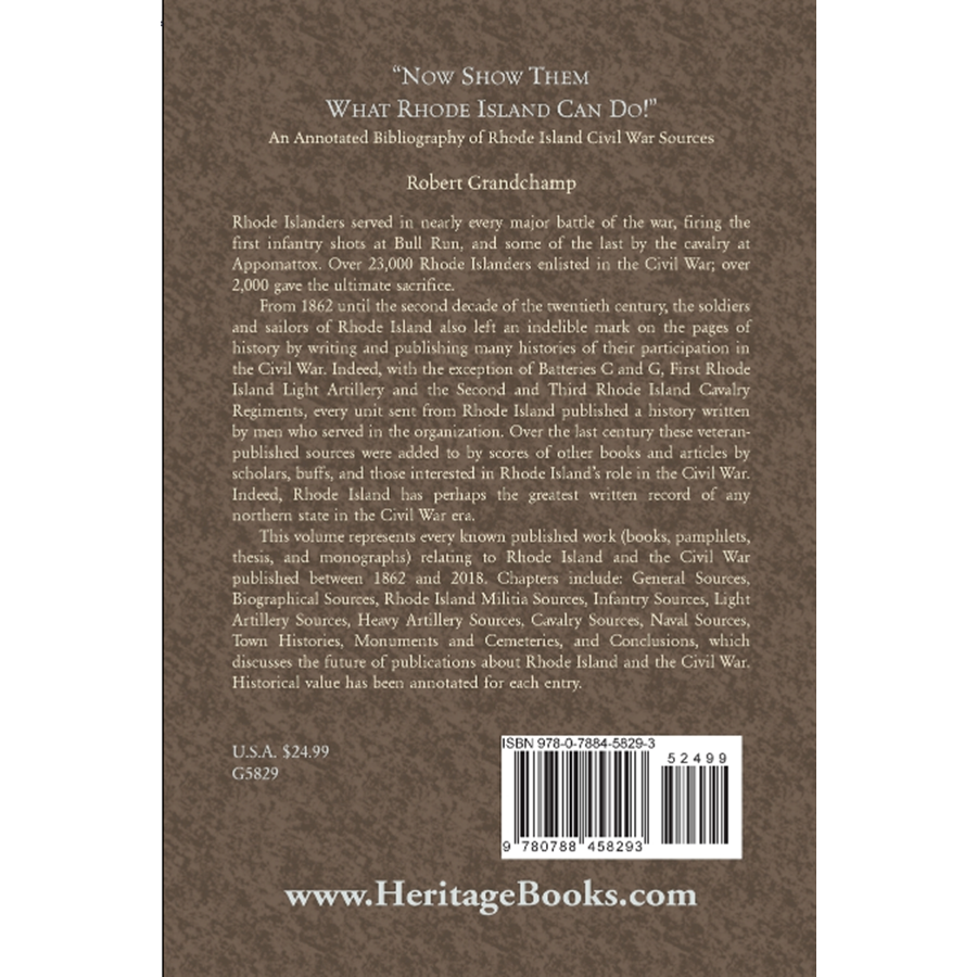 back cover of "Now Show Them What Rhode Island Can Do!": An Annotated Bibliography of Rhode Island Civil War Sources