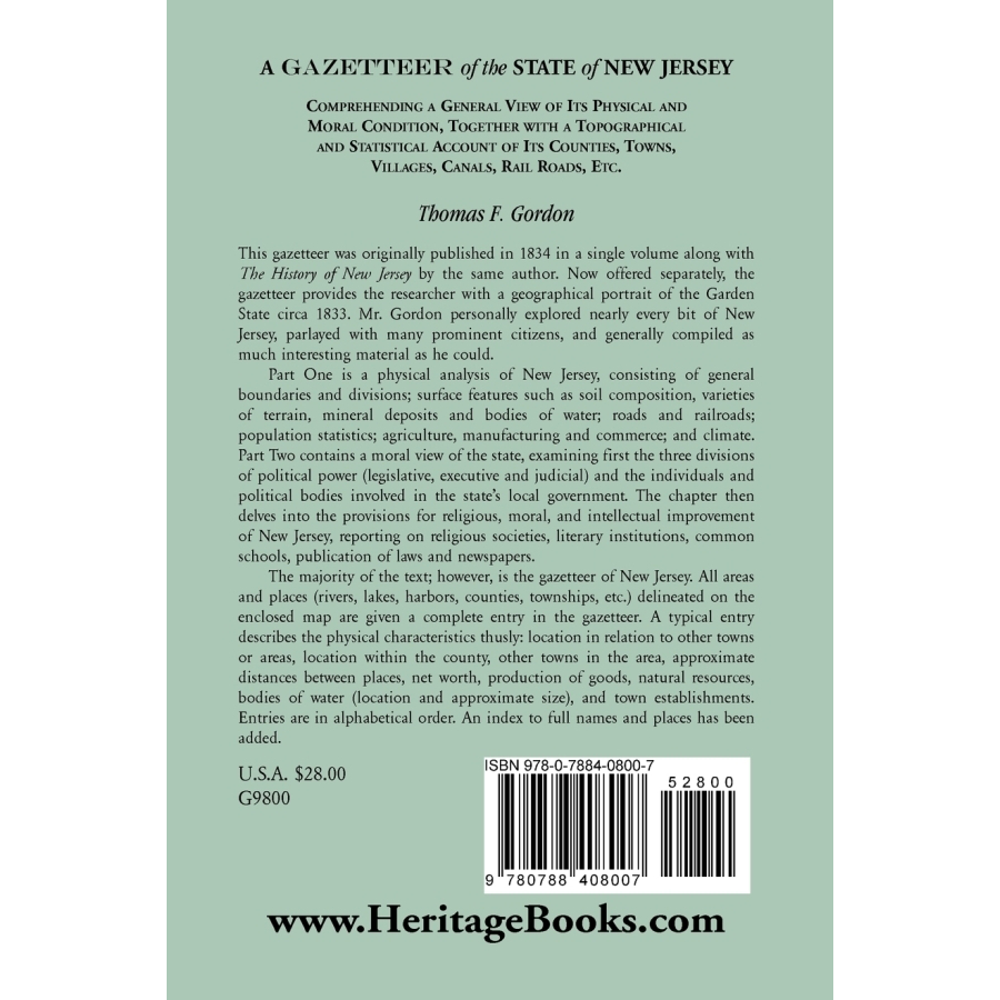 back cover of A Gazetteer of the State of New Jersey (full version)