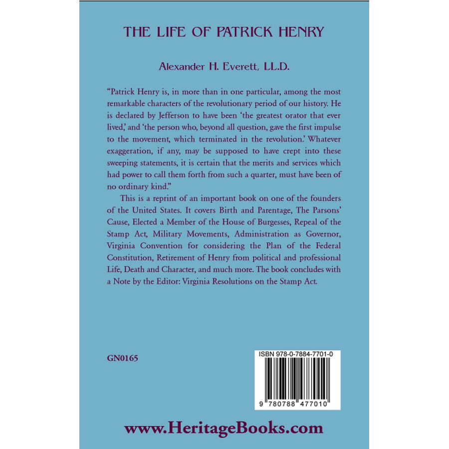 The Life of Patrick Henry back cover