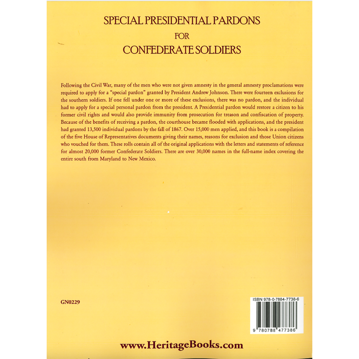 Special Presidential Pardons of Confederate Soldiers back cover