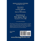 Documents Relating to the Colonial History of the State of New Jersey, Calendar of New Jersey Wills, Volume V, 1771-1780 back cover