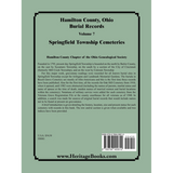 Hamilton County, Ohio Burial Records, Volume 7: Springfield Township Cemeteries back cover