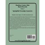 Hamilton County, Ohio Burial Records, Volume 7: Springfield Township Cemeteries back cover