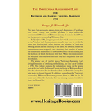 The Particular Assessment Lists For Baltimore And Carroll Counties, 1798 back cover