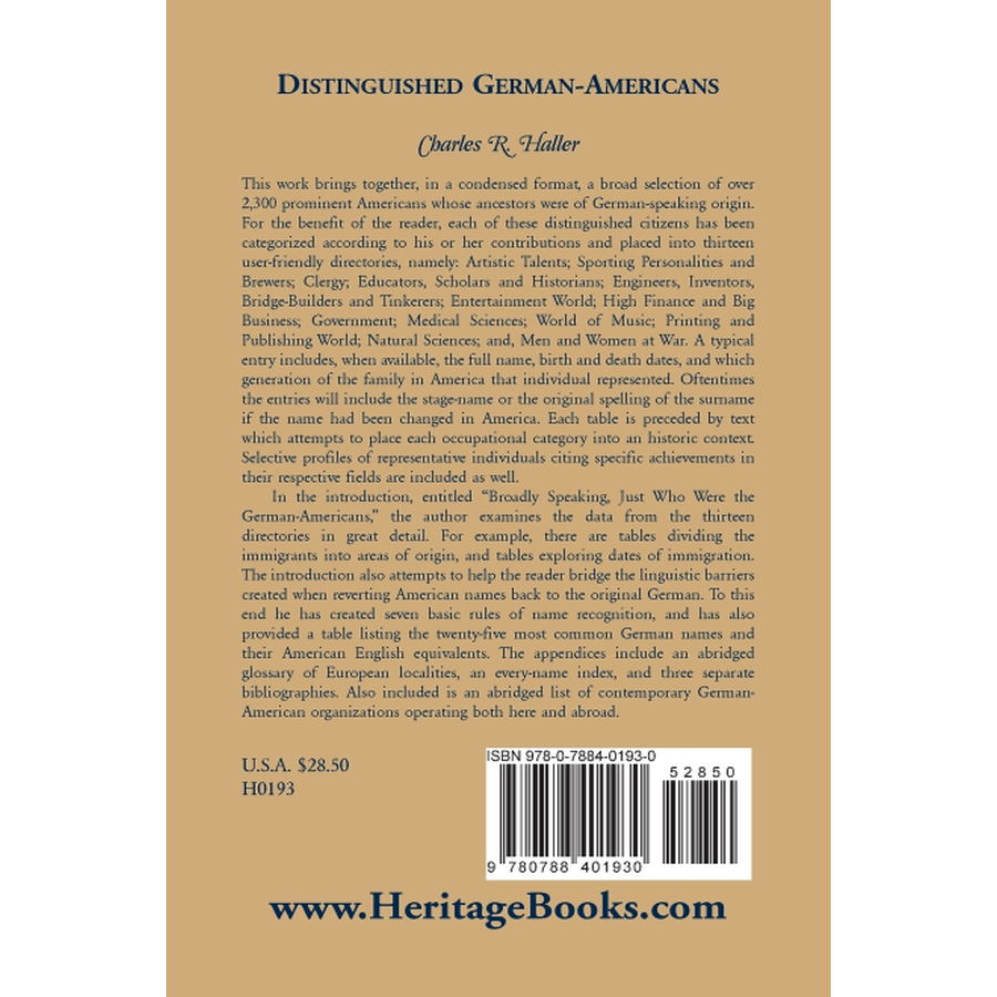 back cover of Distinguished German-Americans