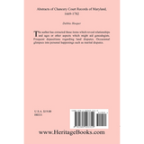 Abstracts of Chancery Court Records of Maryland, 1669-1782 back cover