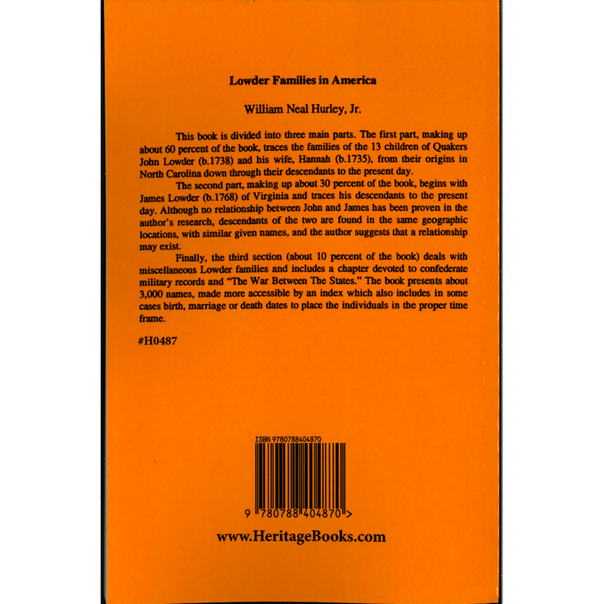 Lowder Families in America back cover