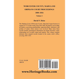 Worcester County, Maryland Orphans Court Proceedings, Volume 2, 1800-1816 back cover