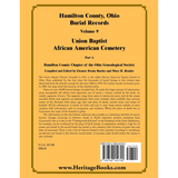 Hamilton County, Ohio Burial Records, Volume 9: Union Baptist African American Cemetery Part A back cover