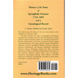 History of the Town of Springfield, Vermont, 1752-1895 with a Genealogical Record back cover