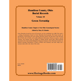 Hamilton County, Ohio Burial Records, Volume 10: Green Township back cover