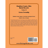 Hamilton County, Ohio Burial Records, Volume 10: Green Township back cover
