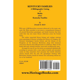 Kentucky Families: A Bibliographic Listing of Books About Kentucky Families back cover
