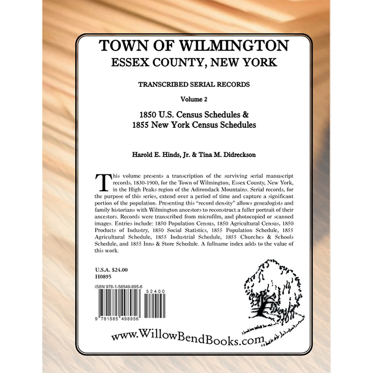 Town of Wilmington, Essex County, New York Transcribed Serial Records, Volume 2: 1850 U. S. Census Schedules and 1855 New York Census Schedules back cover