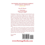 Baltimore Life Insurance Company Genealogical Abstracts back cover