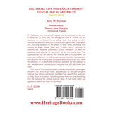 Baltimore Life Insurance Company Genealogical Abstracts back cover